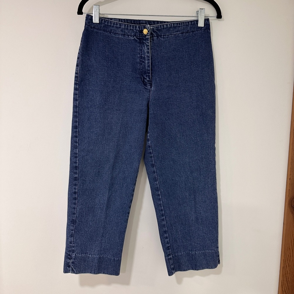 Lauren‎ Ralph Lauren Cropped Straight Leg Jeans Womens 4 Blue Side Slit | Preppy